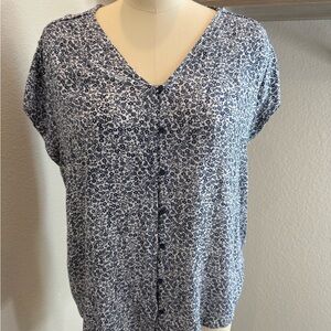 Liz Claiborne Navy Floral Blouse